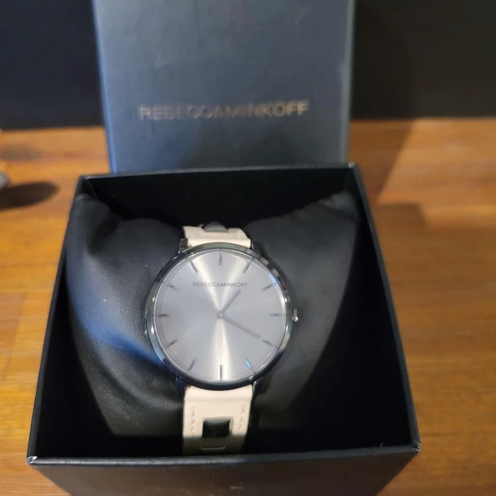 Rebecca Minkoff Major Blush Leather Strap Watch